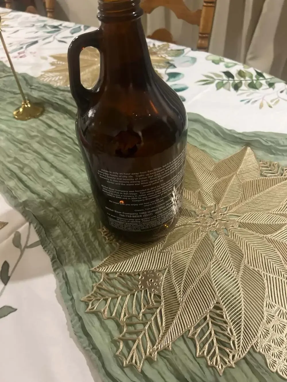 Nickel Beer Co. Julian, CA 64 oz Amber Glass Beer Growler